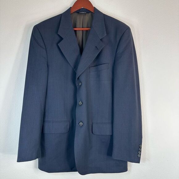 Vintage Burberrys Navy Wool Blazer Sport Coat Men’s Timeless Luxe Career - Picture 1 of 12